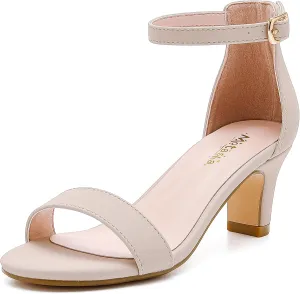 Girls Heel Sandals Open Toe Ankle Strap Flower Girl Dress Pump Sandals Wedding Party for Little Big Kid