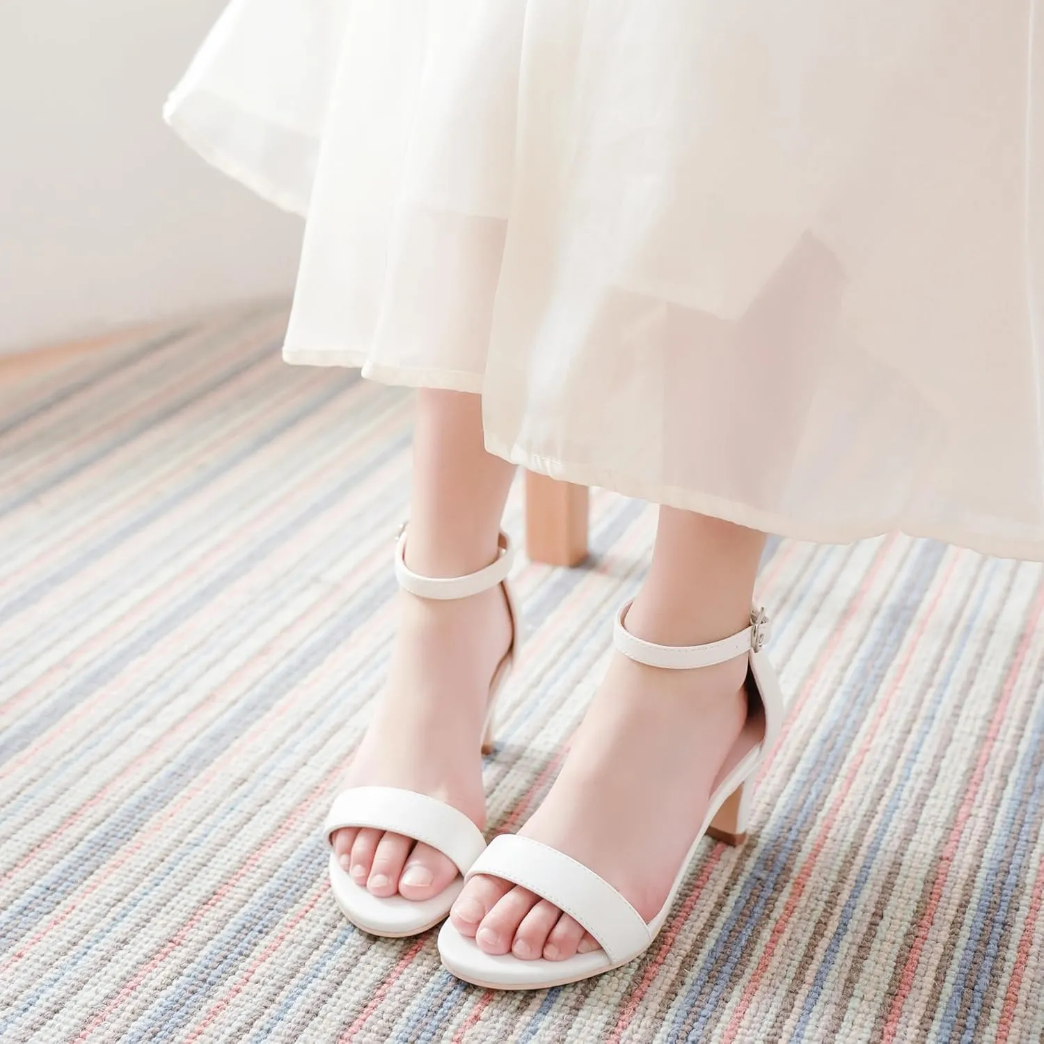 Girls Heel Sandals Open Toe Ankle Strap Flower Girl Dress Pump Sandals Wedding Party for Little Big Kid