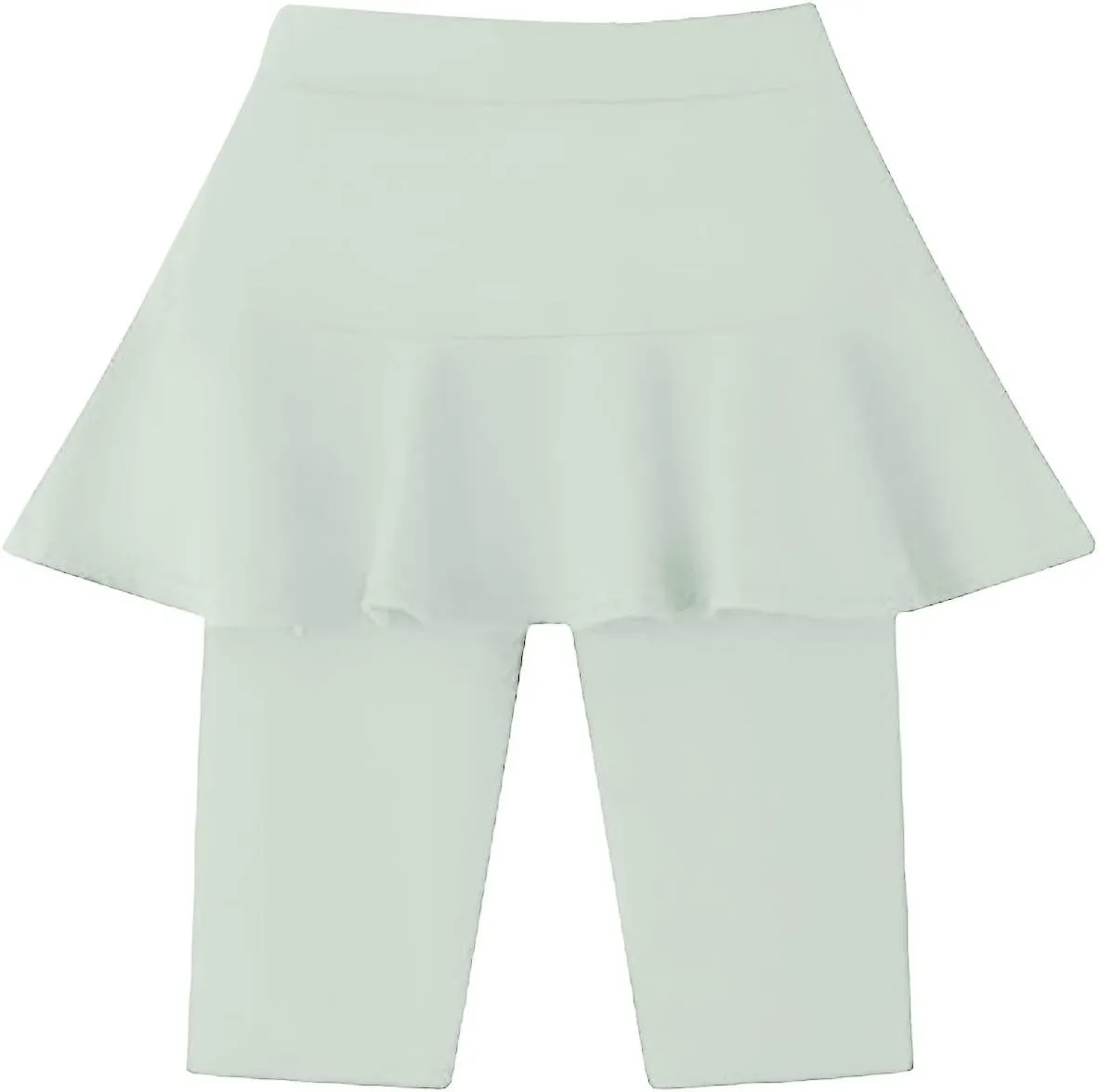 Girls Knee Length Leggings with Skirt Summer Fashion Stretchy Skirt Shorts Ruffle Yoga Pull On Dance Shorts