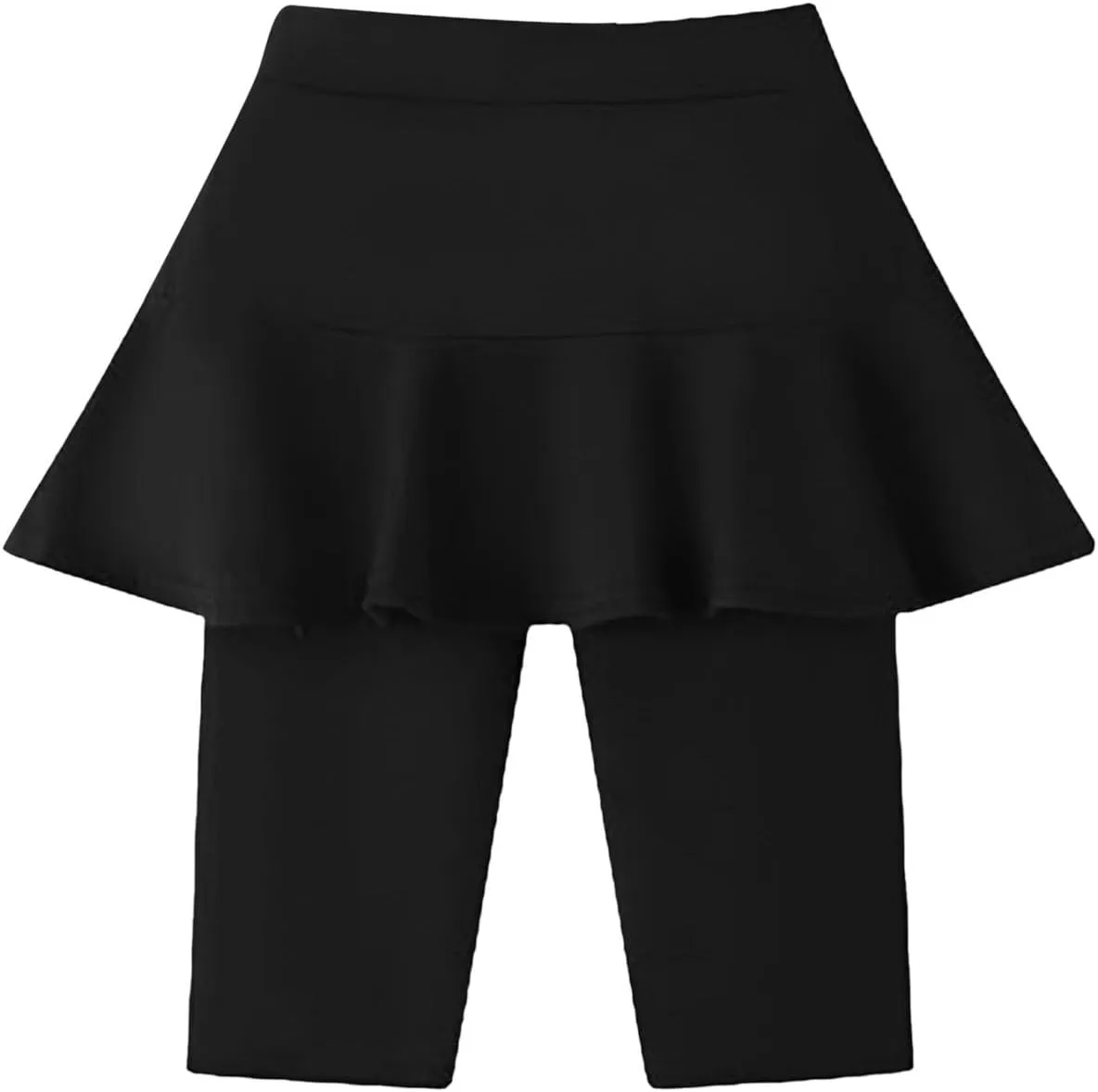 Girls Knee Length Leggings with Skirt Summer Fashion Stretchy Skirt Shorts Ruffle Yoga Pull On Dance Shorts