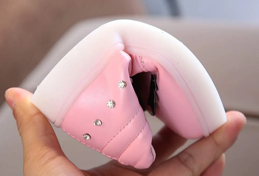 Girls Light Up Shoes Toddler Glitter High Top LED Sneakers with Cute Bowknot Baby Ankle Boots Walking Shoes for Kids