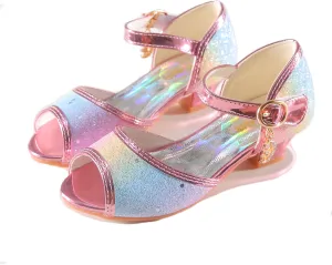 Girls Mary Jane Glitter Wedding Party Dress Shoes Princess Flower Strap Shoes
