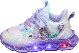 Girls’ Princess Shoes Slip On Light-Up Sneakers Mermai𝐝 Shoes Breathable Mesh Sneakers Lightweight Running Shoes