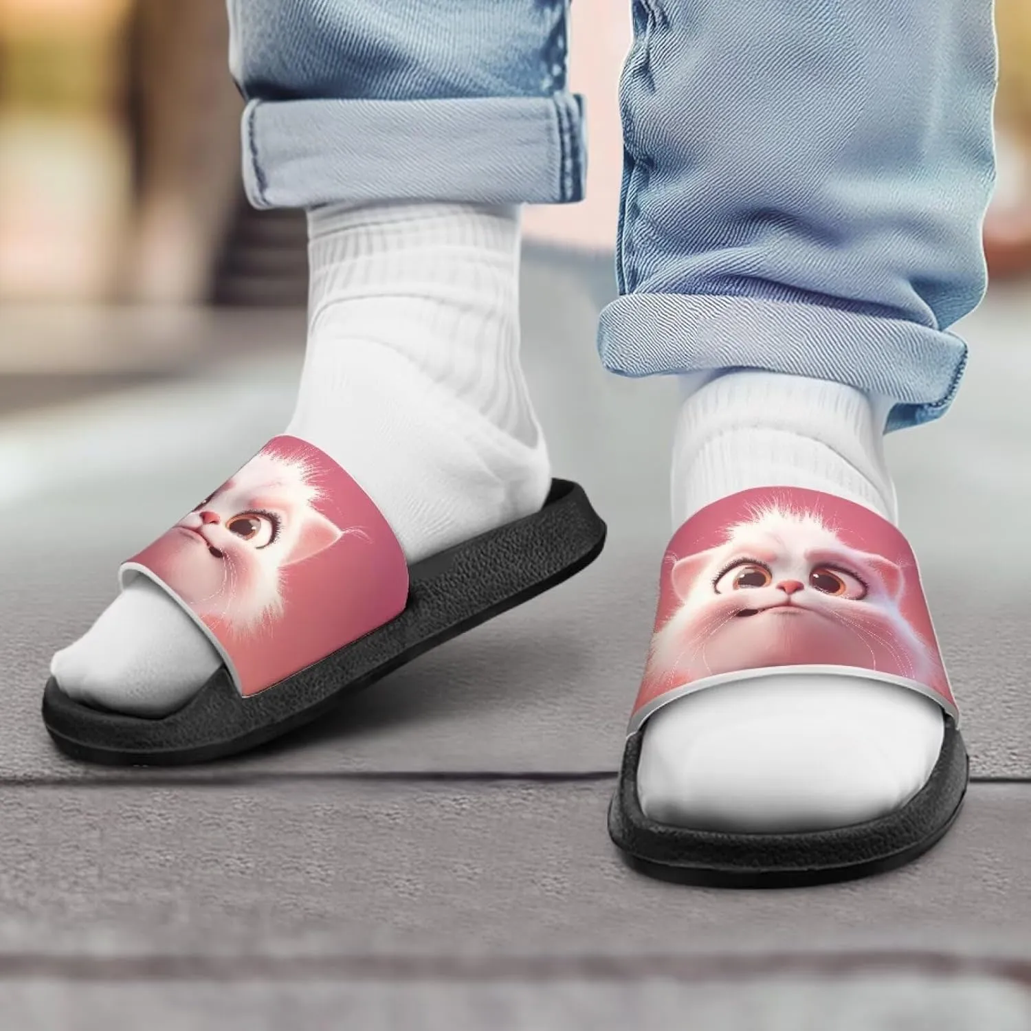 Girls Slides Sandals Anti Slip Shower Pool Sandal Ultra Comfy Open Toe Slippers for Indoor Outdoor Little Kid/Big Kid