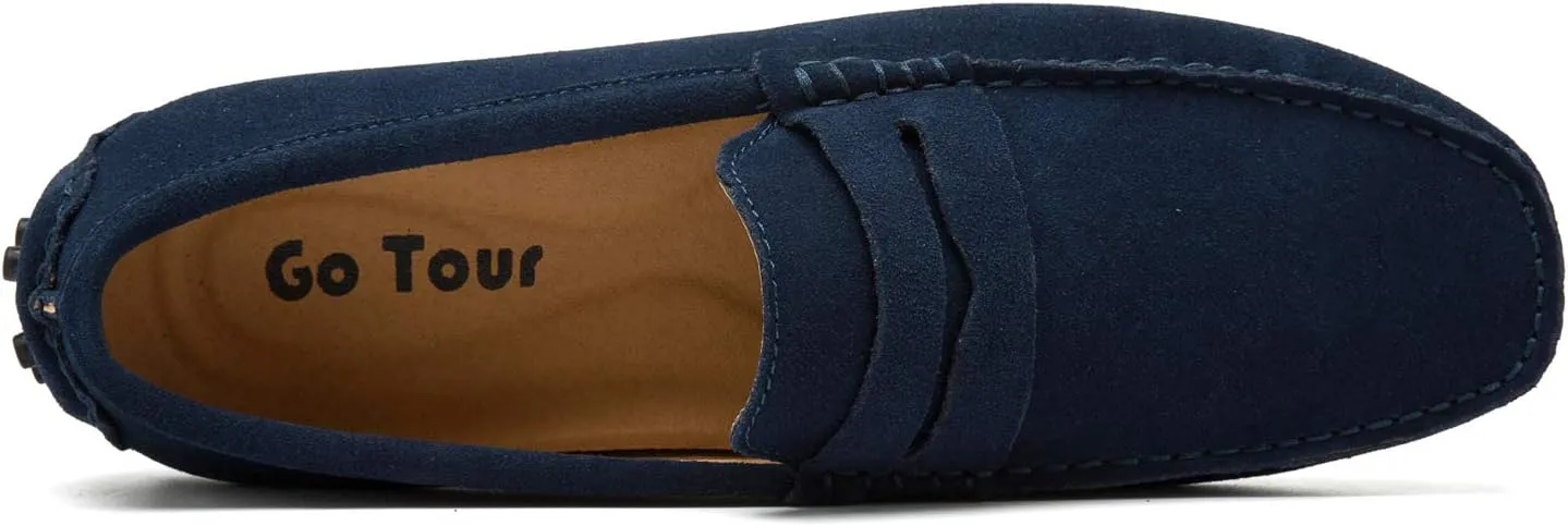 Go Tour Men's Penny Loafers Moccasin Driving Shoes Slip On Flats Boat Shoes