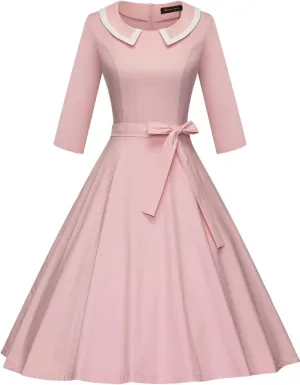 GownTown Womens Dresses 1950s Vintage Swing Stretchy Dresses with Pockets