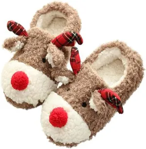 Greenery-GRE Womens Cartoon Indoor Warm Fleece Slippers Winter Soft Cozy Home Booties Non-Slip Plush Slip-on Shoes Ankle Boots