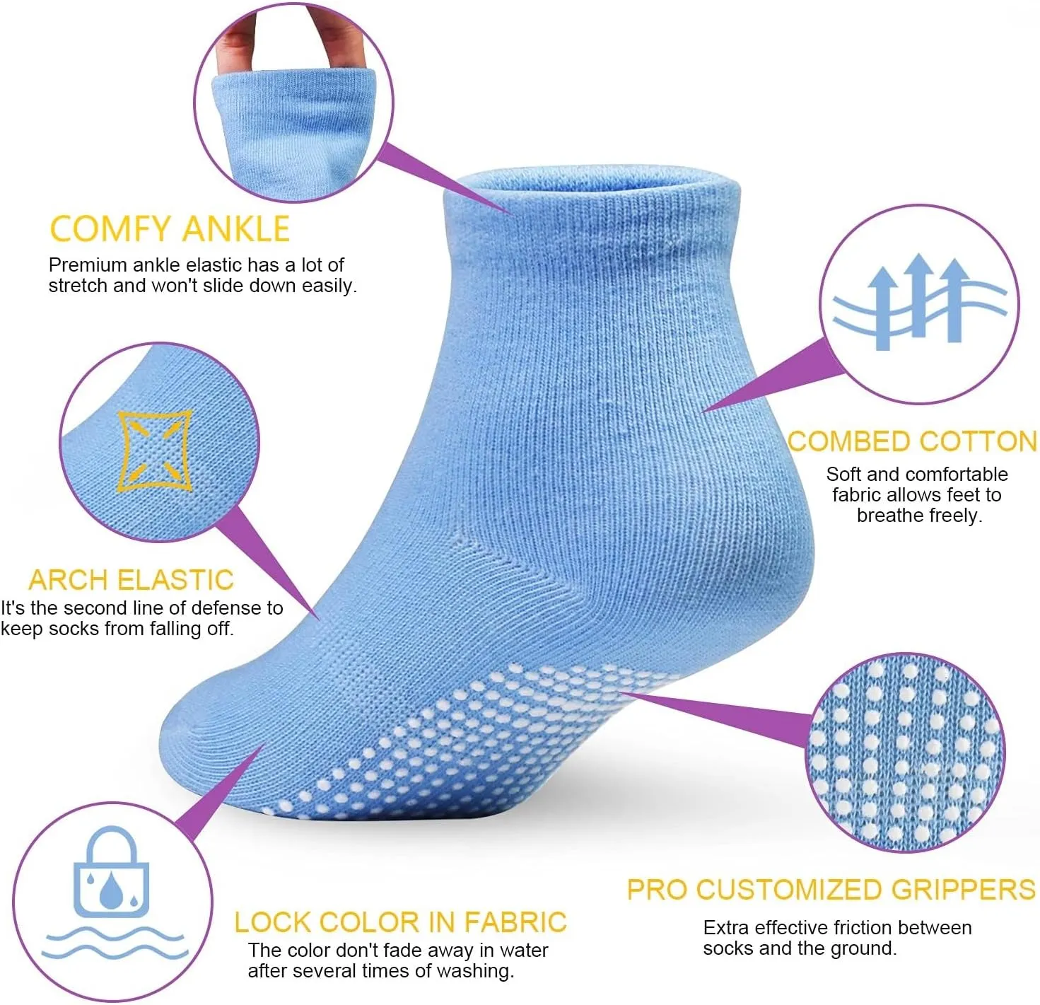 GRPSKCOS Baby Socks Non Slip 12 Pairs Toddler Anti Skid Socks for 0-7 Years Infants Little Kids Boys Girls