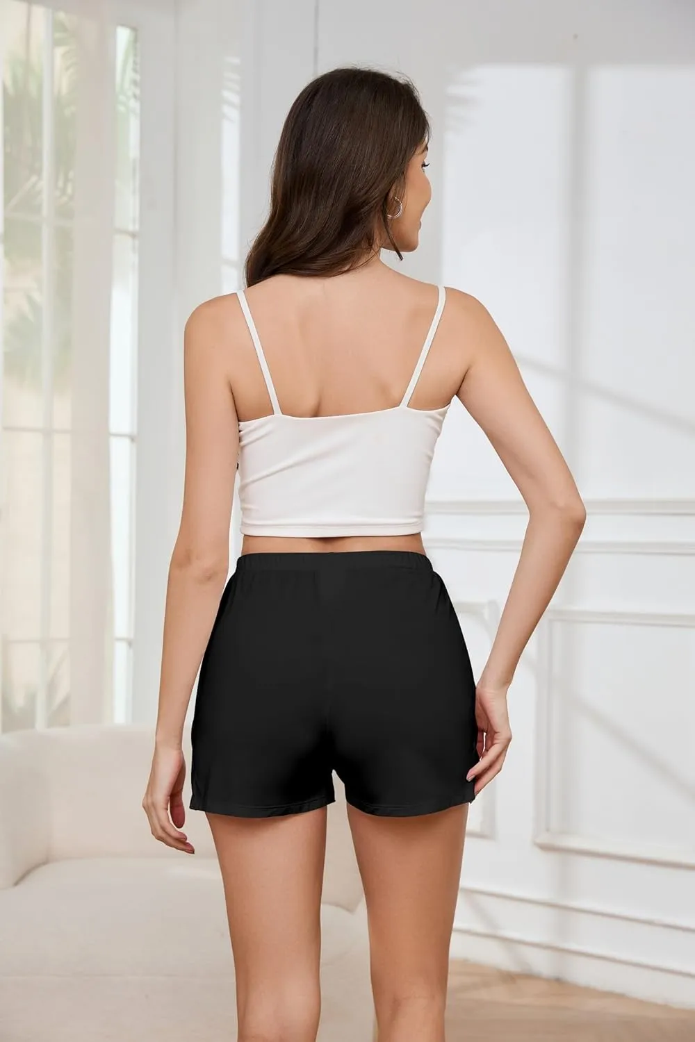 H HIAMIGOS Sleep Shorts Women lounge Shorts Slip Shorts For Under Dresses Side Slit Boyshort Panties Underwear Smooth Soft