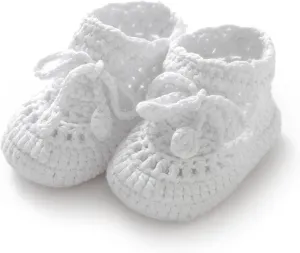 Hadetoto Baby Booties Hand Crochet Knit Cotton Bootie Soft Cozy Warm Socks Shoes Newborn First Walkers for Infant Boy Girl