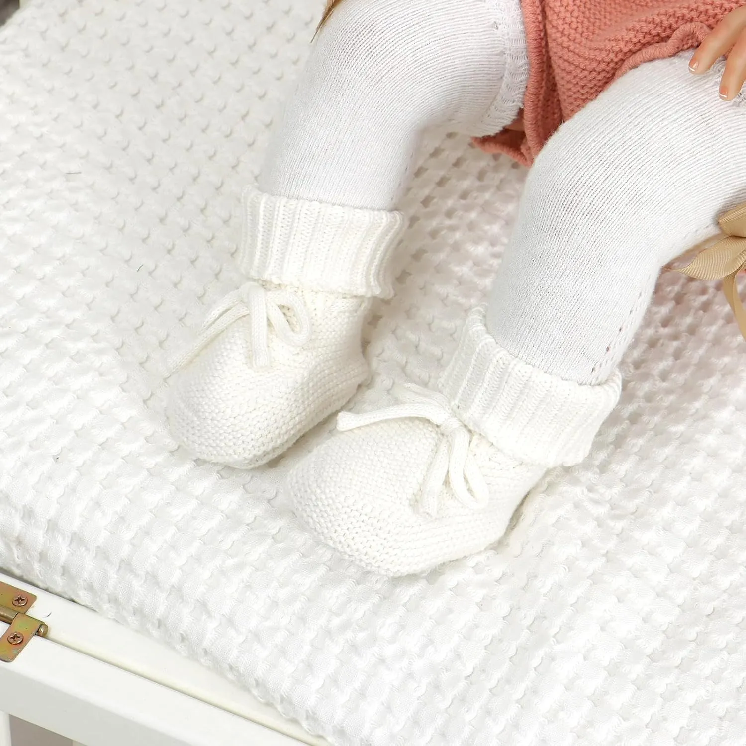 Hadetoto Baby Booties Newborn First Walkers Cozy Shoes Warm Knit Soft Booties for Toddler Infant Boy Girl