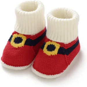 Hadetoto Baby Christmas Booties Newborn Girl Boy Cozy Sock Shoes Infant Toddler Warm Knit Booties