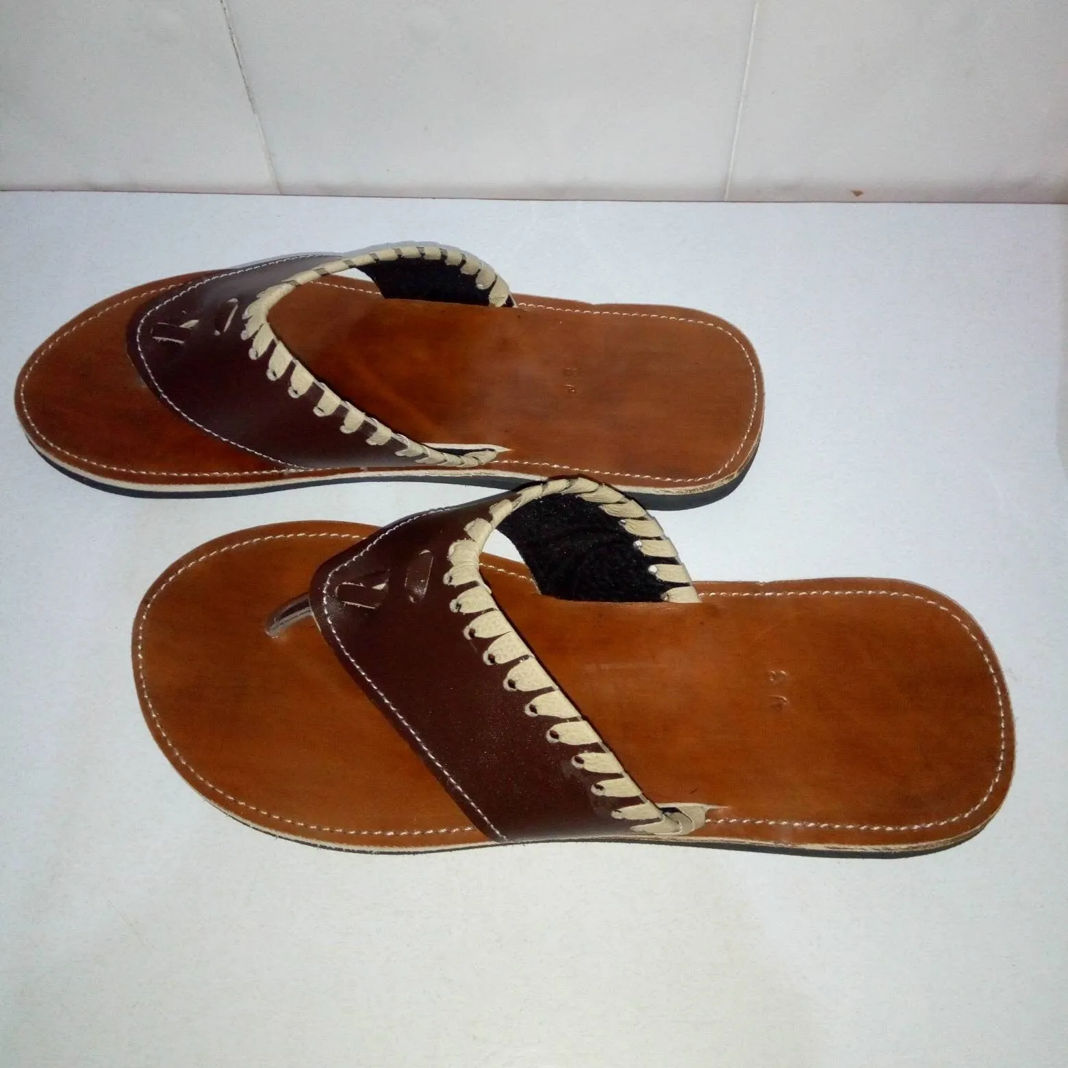 Handmade African Men's Sandals/Genuine Leather Beaded Flip-Flops/Comfortable Summer Sandals for Men/African Shoes/Unique Gift for Him
