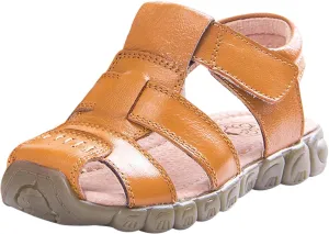 Happy Cherry Unisex Baby Toddler 100% Leather Anti-Slip Closed Toe Oxford Sole Outdoor Sandal Shoes Brown