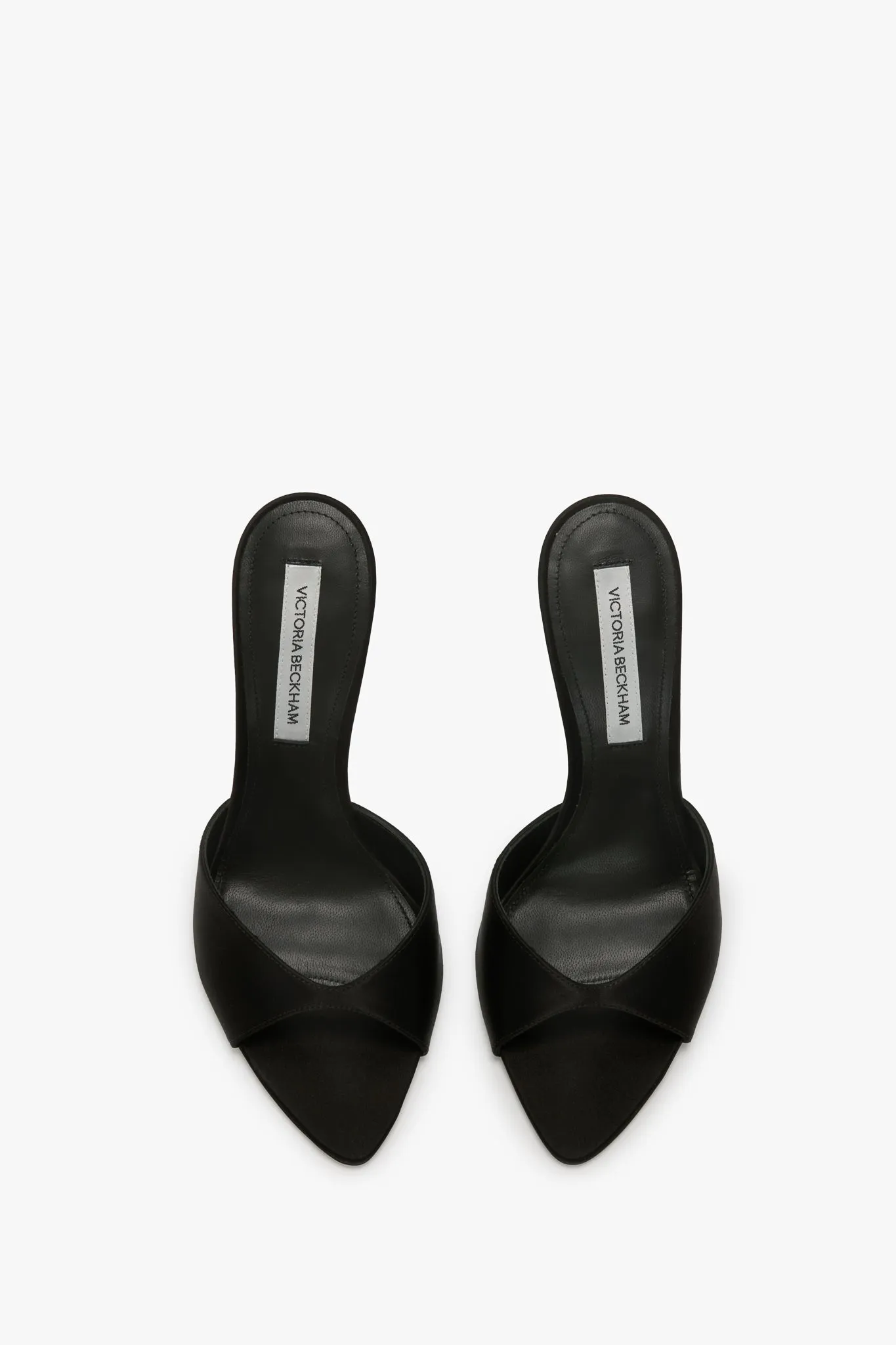 Harlow Open Toe Mule In Black Satin