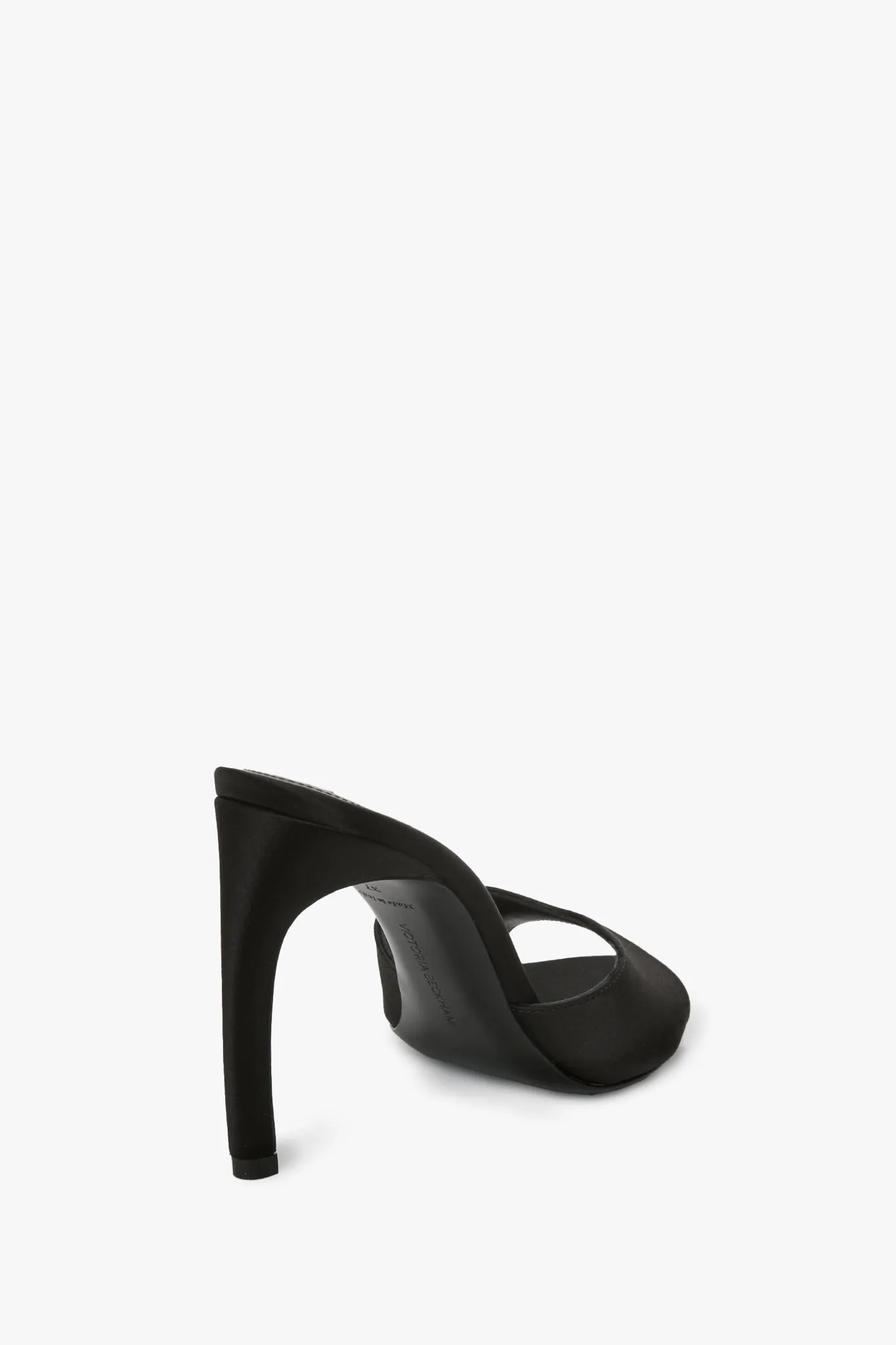 Harlow Open Toe Mule In Black Satin