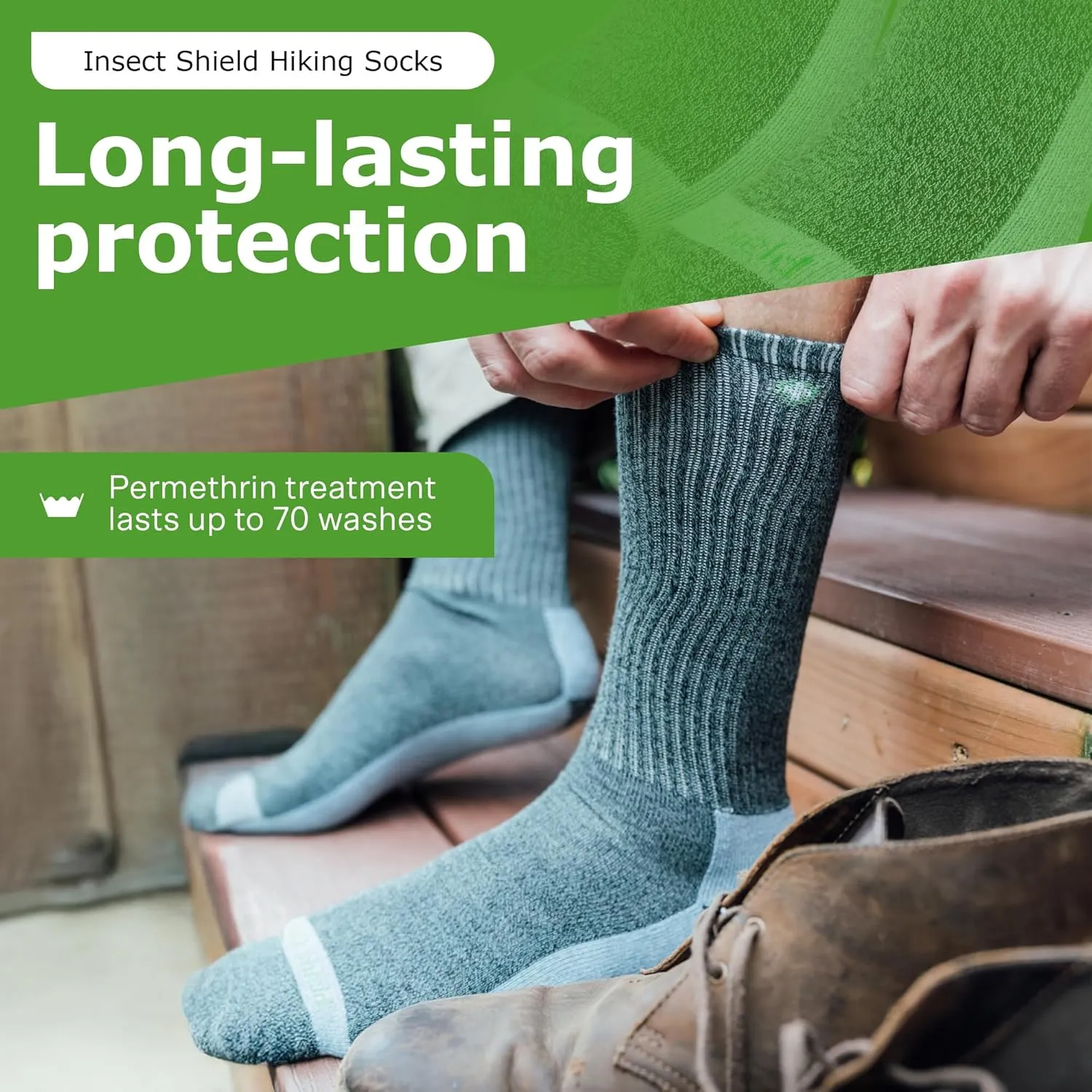 Heavyweight Hiking Walking Socks, Stretchy and Comfortable Crew Socks with Padding and Tick Protection