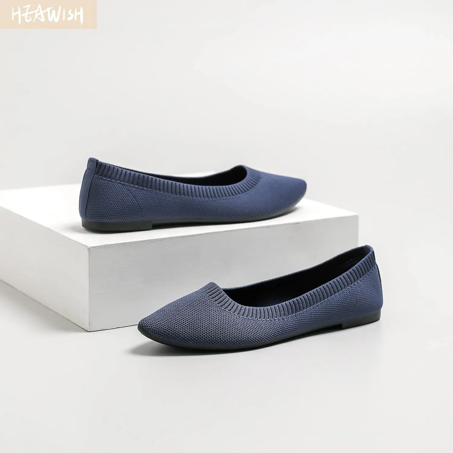 HEAWISH Women’s Ballet Flat Flats Shoes Comfortable Mesh Pointed Toe Slip On Dress Shoes