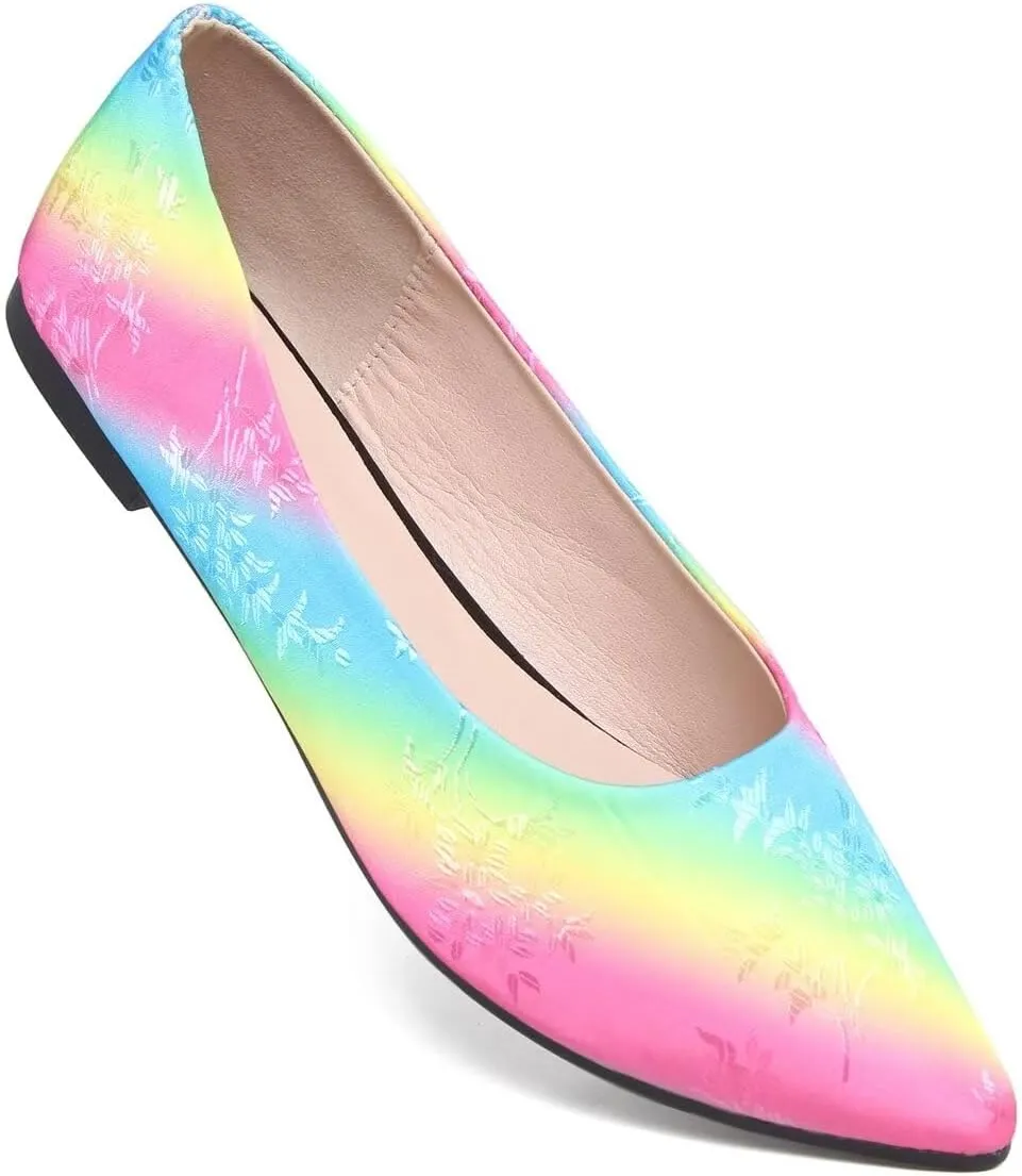 Hee grand Classic Solid Pointed Toe Ballet Flats Womens Shallow Satins Dress Shoes Casual Comfort Slip-On Loafers Light Weight Walking Flats