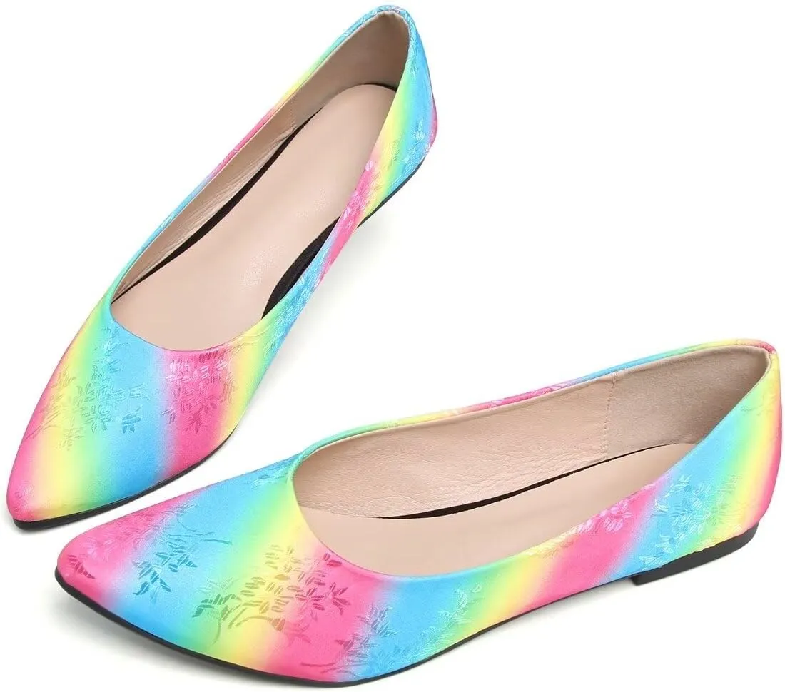 Hee grand Classic Solid Pointed Toe Ballet Flats Womens Shallow Satins Dress Shoes Casual Comfort Slip-On Loafers Light Weight Walking Flats