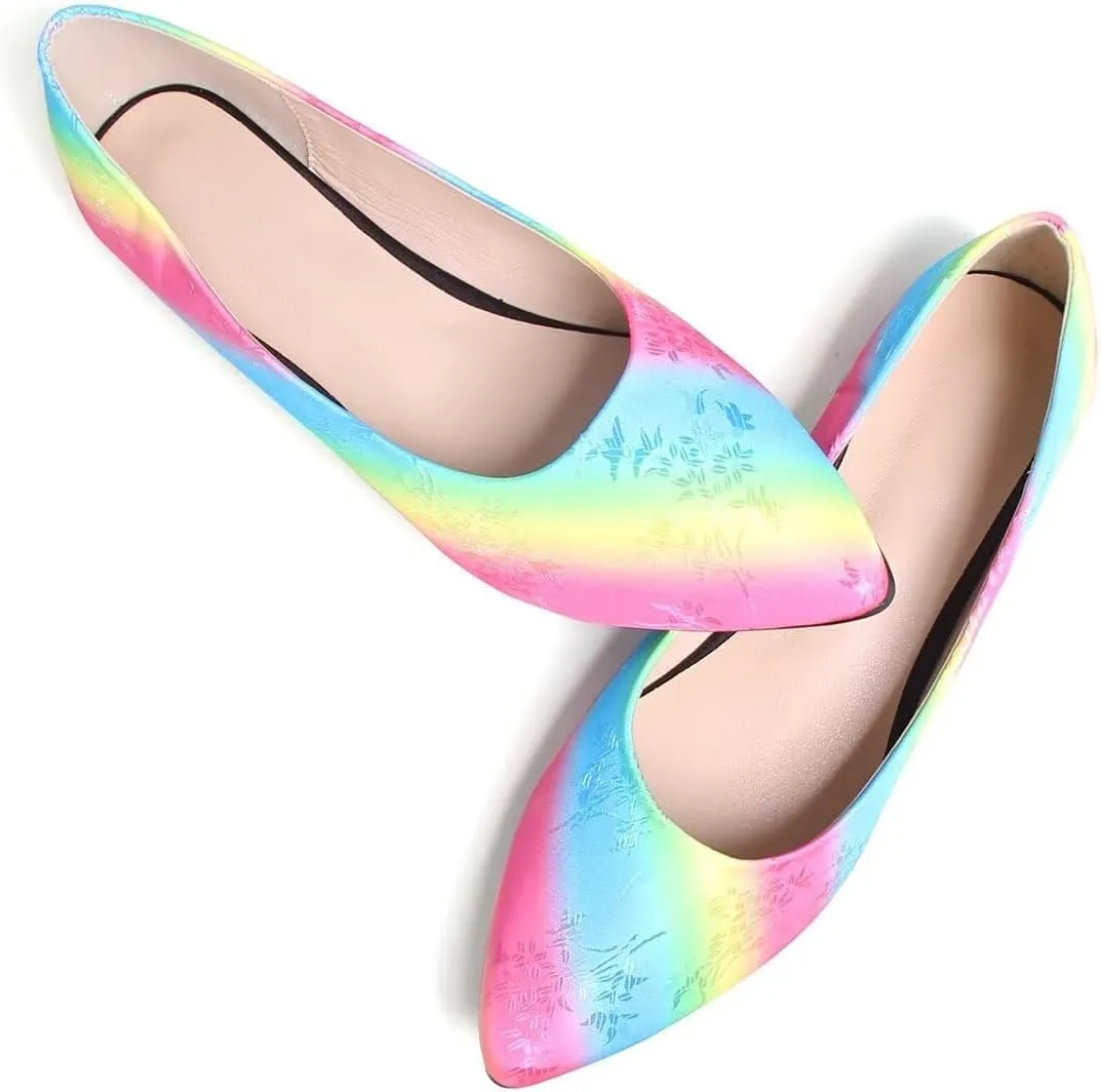 Hee grand Classic Solid Pointed Toe Ballet Flats Womens Shallow Satins Dress Shoes Casual Comfort Slip-On Loafers Light Weight Walking Flats