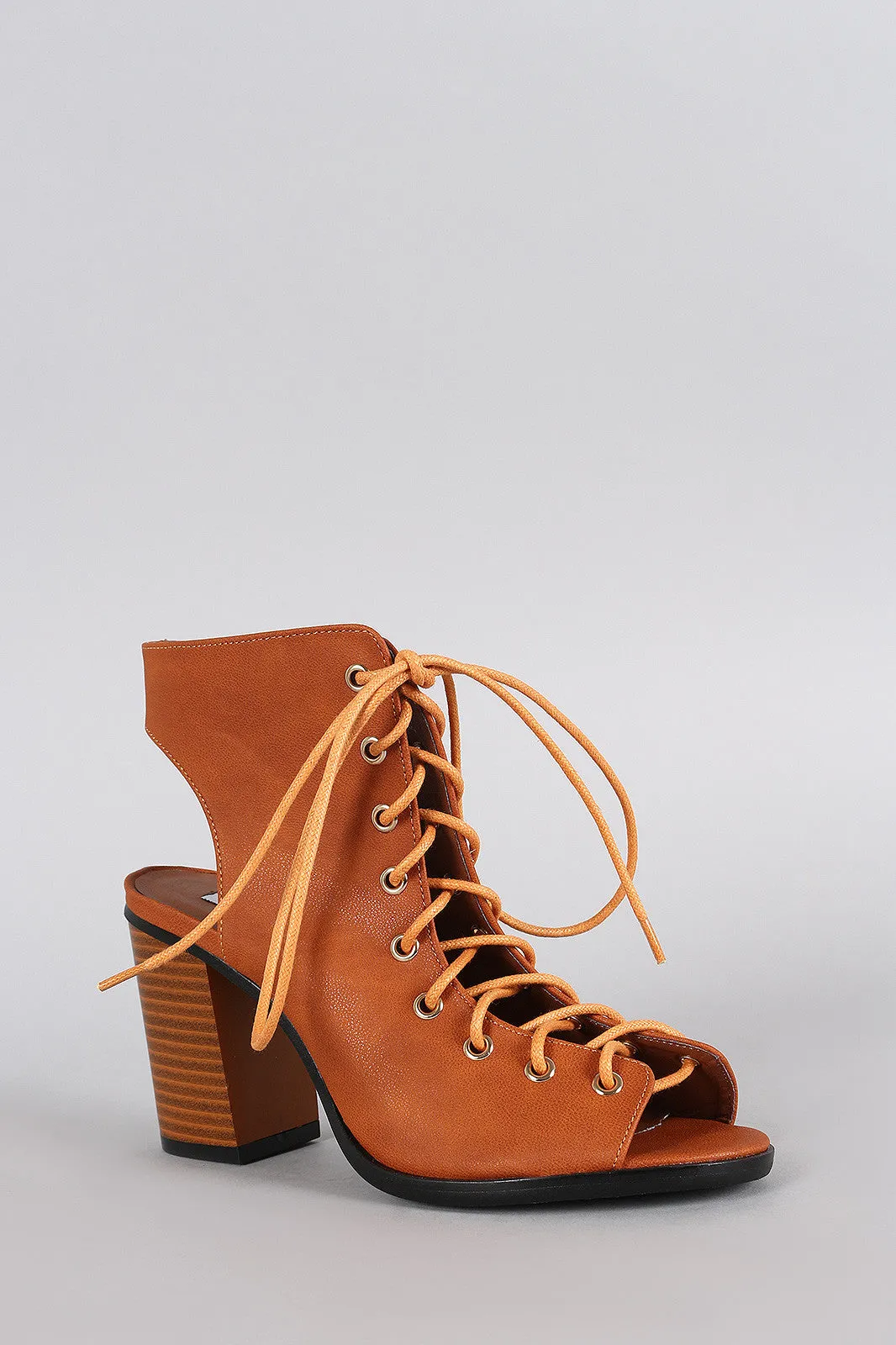 Heel Chunky Lace Up Mule Peep Toe Limited-time deal Smart-connected Corset