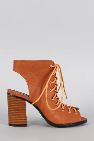 Heel Chunky Lace Up Mule Peep Toe Limited-time deal Smart-connected Corset