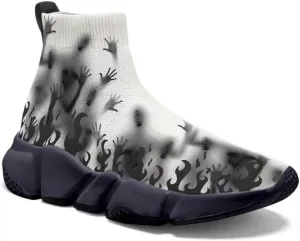 Hetios Mens Walking Shoes Graffiti Sneakers Running Shoes Sock Shoes Lightweight Comfy Breathable Multicolor