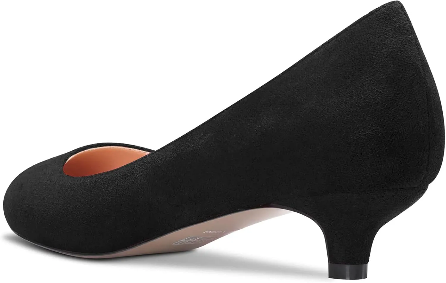 HEUIVZAR Pumps for Womens Closed Round Toe Low Kitten Heel Slip On Suede Casual Comfort Dress Shoes 1.5 Inch