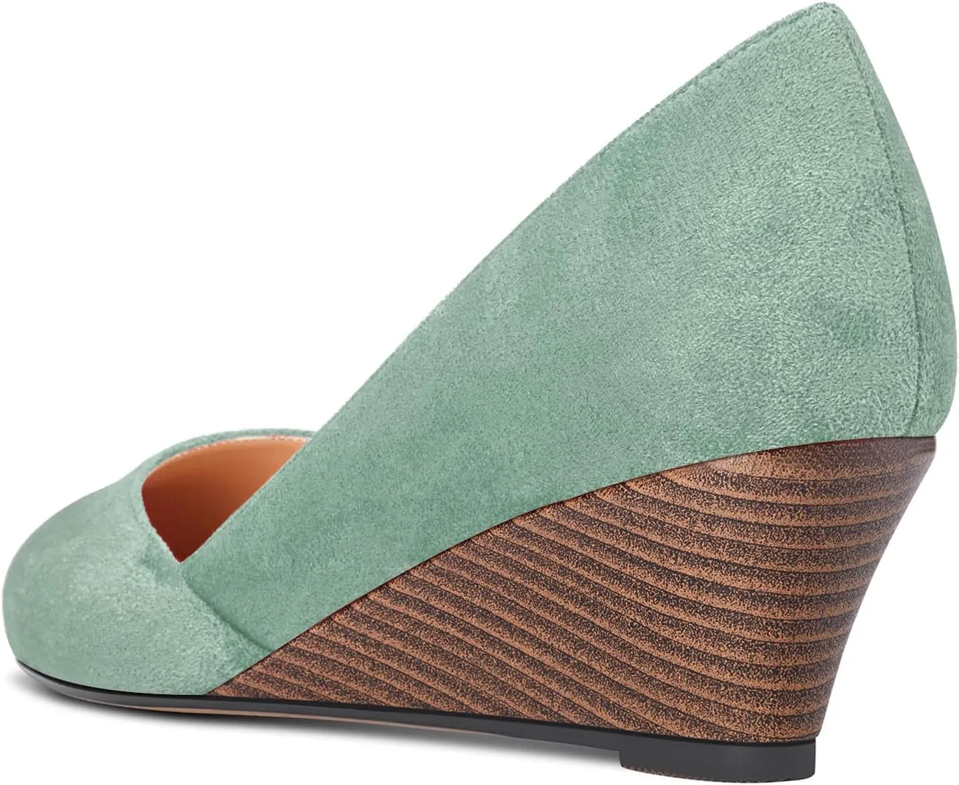 HEUIVZAR Slip On Wedge Pumps for Womens Closed Round Toe Mid Chunky Block Heel Suede Casual Comfort Dress Shoes 2 Inch