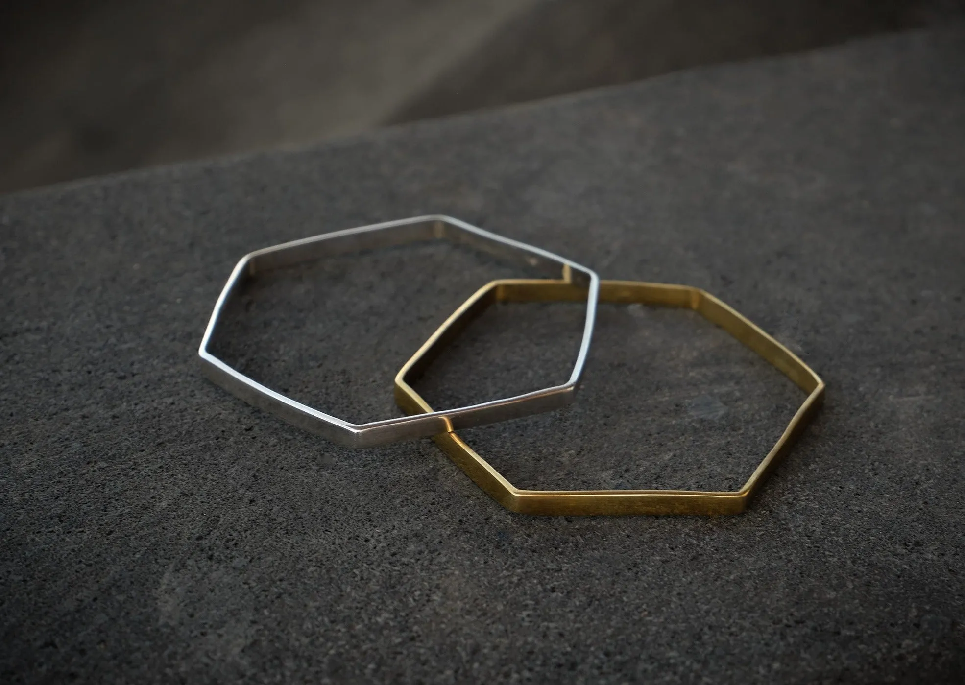Hexagon Brass Bangle