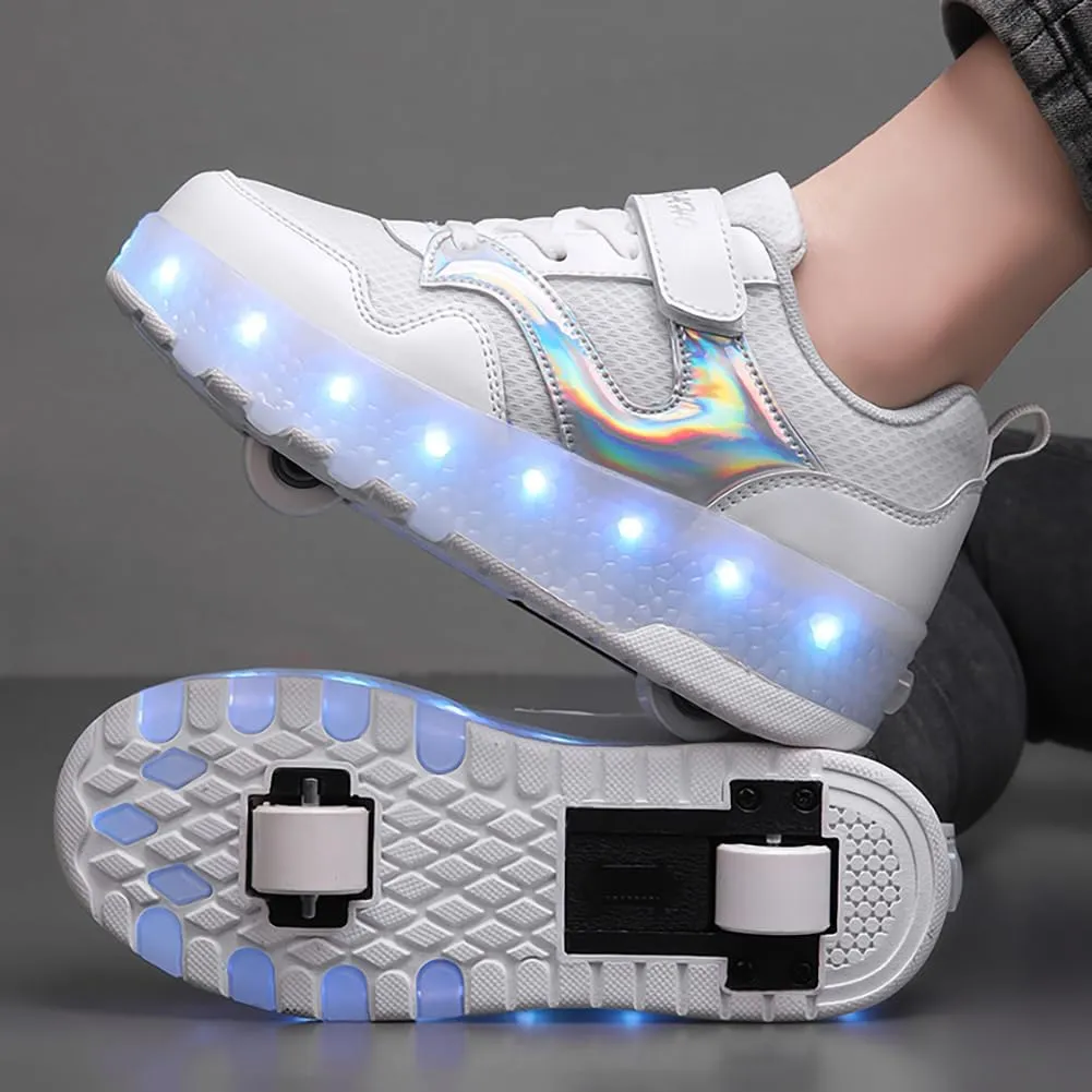 HHSTS Kids Shoes - New Upgraded with Wheels LED Light Color Shoes Shiny Roller Skates Skate Shoes Simple Kids Gifts Boys Girls The Best Gift for Party Birthday Christmas Day