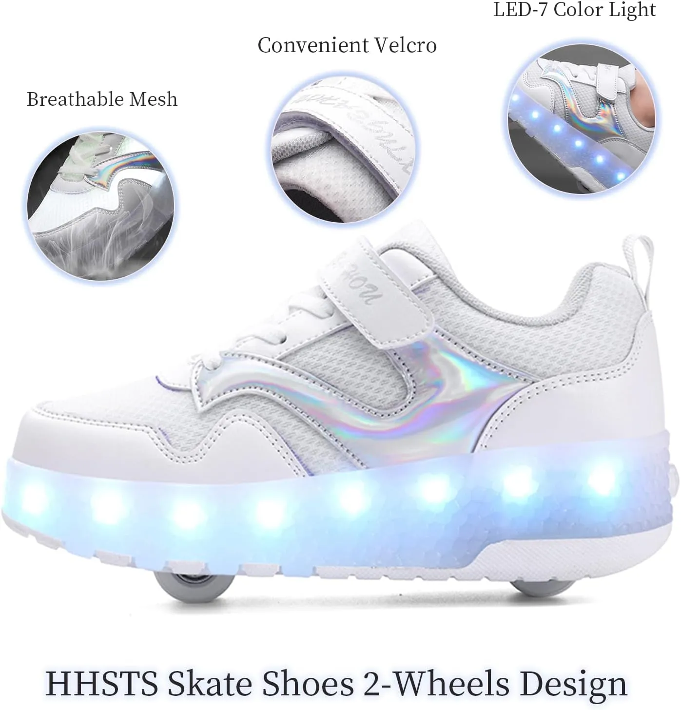 HHSTS Kids Shoes - New Upgraded with Wheels LED Light Color Shoes Shiny Roller Skates Skate Shoes Simple Kids Gifts Boys Girls The Best Gift for Party Birthday Christmas Day