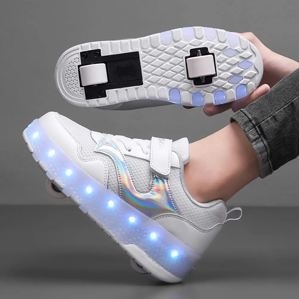 HHSTS Kids Shoes - New Upgraded with Wheels LED Light Color Shoes Shiny Roller Skates Skate Shoes Simple Kids Gifts Boys Girls The Best Gift for Party Birthday Christmas Day