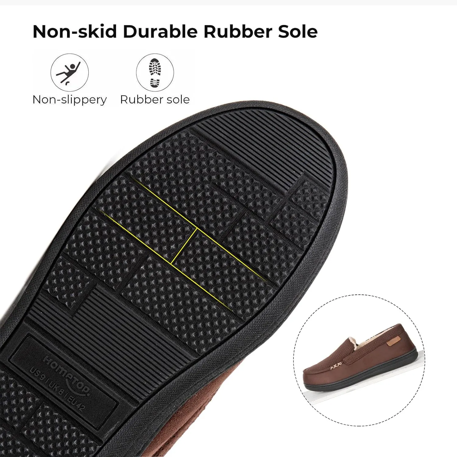 HomeTop Men's Classic Moccasin Slippers Comfy Memory Foam Indoor House Shoes