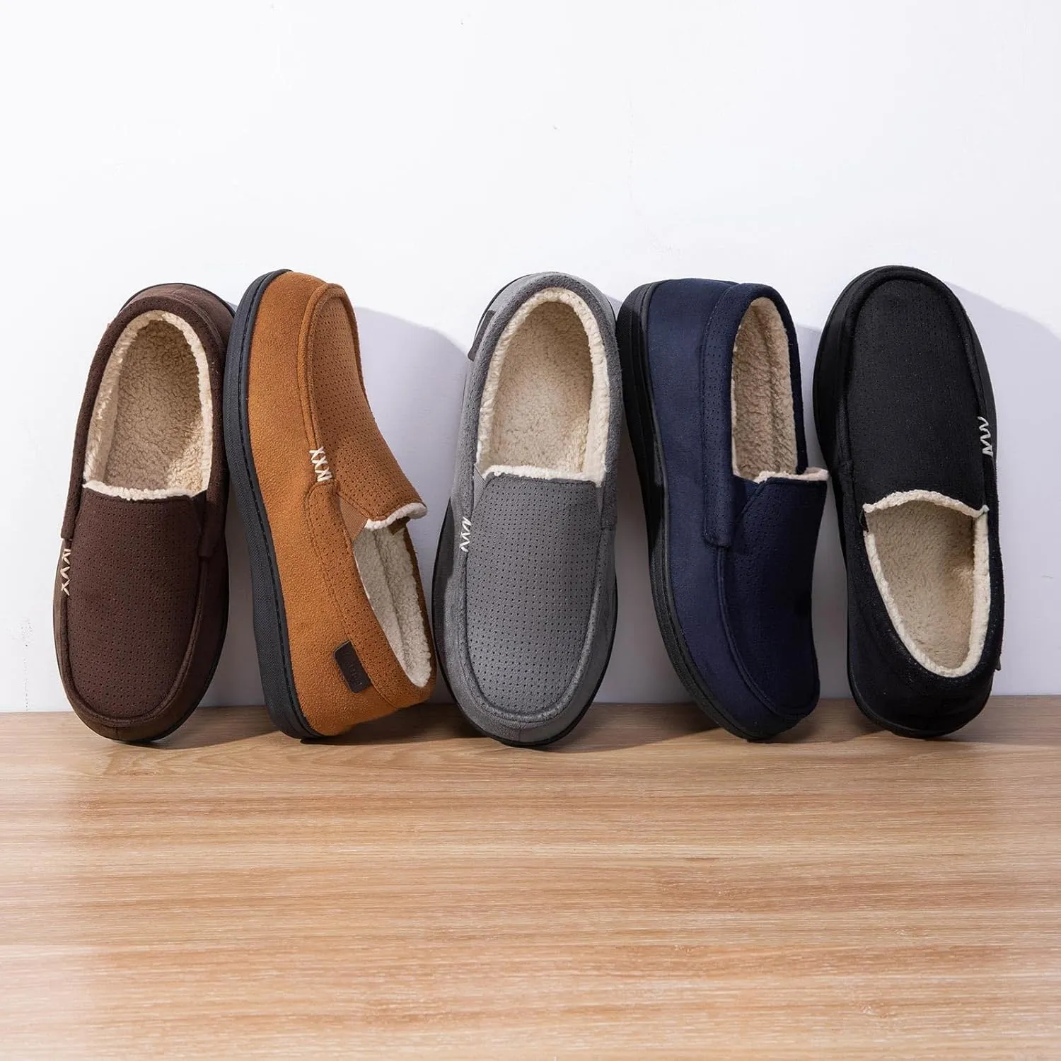 HomeTop Men's Classic Moccasin Slippers Comfy Memory Foam Indoor House Shoes