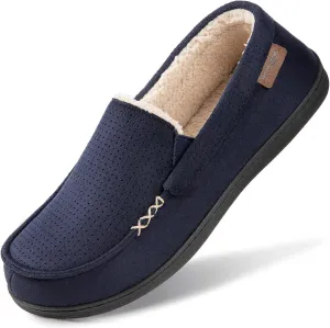 HomeTop Men's Classic Moccasin Slippers Comfy Memory Foam Indoor House Shoes