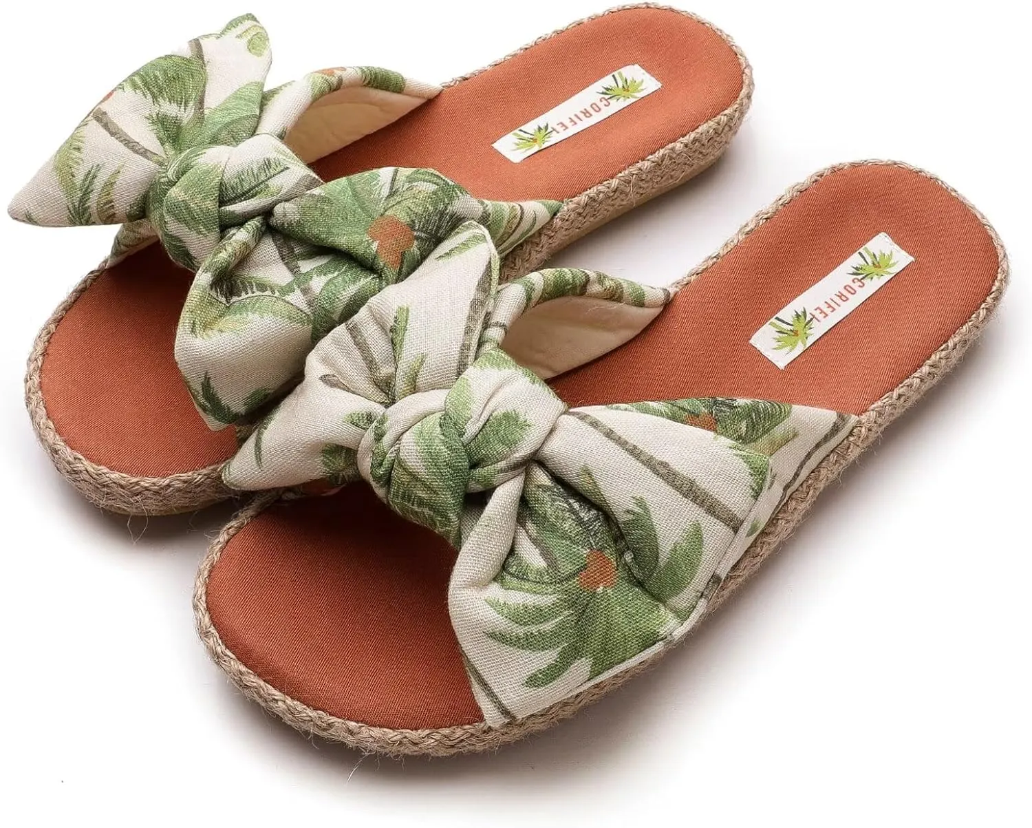 House Slippers for Women with Bow Comfy Indoor Open Toe Slides with Low Arch Support Rubber Sole for Summer