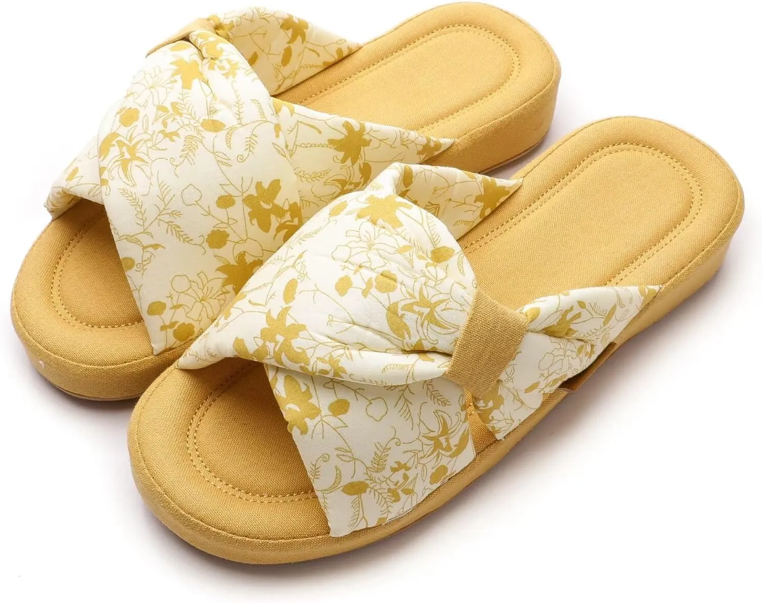 House Slippers for Women with Bow Comfy Indoor Open Toe Slides with Low Arch Support Rubber Sole for Summer