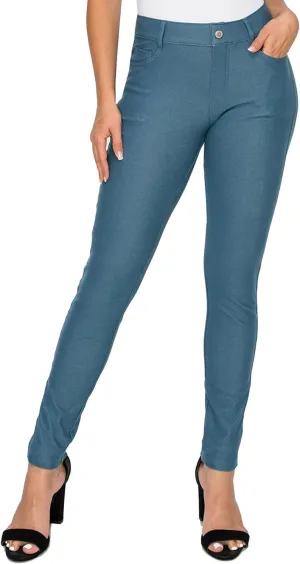 ICONOFLASH Women's Stretch Jeggings with 5 Pockets Pull On Skinny Jean Leggings (Available in Plus Size)
