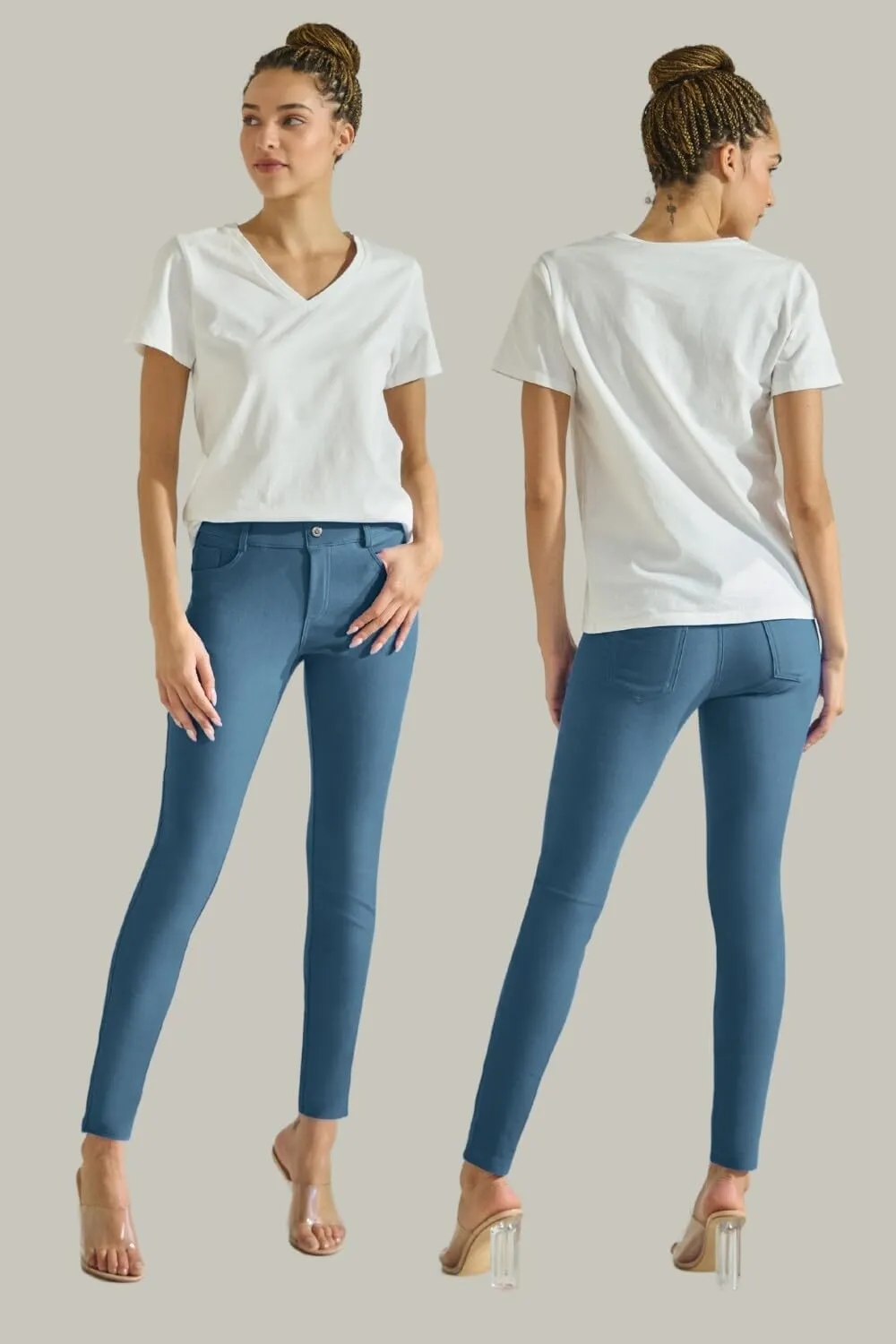 ICONOFLASH Women's Stretch Jeggings with 5 Pockets Pull On Skinny Jean Leggings (Available in Plus Size)