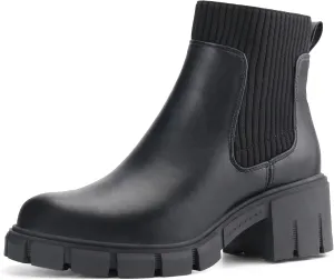 JABASIC Womens Chunky Ankle Boots Slip on Chelsea Boots Elastic Booties