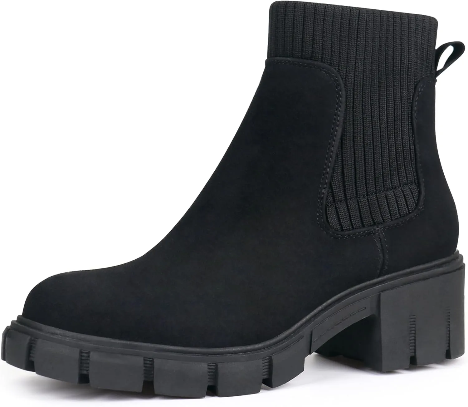 JABASIC Womens Chunky Ankle Boots Slip on Chelsea Boots Elastic Booties