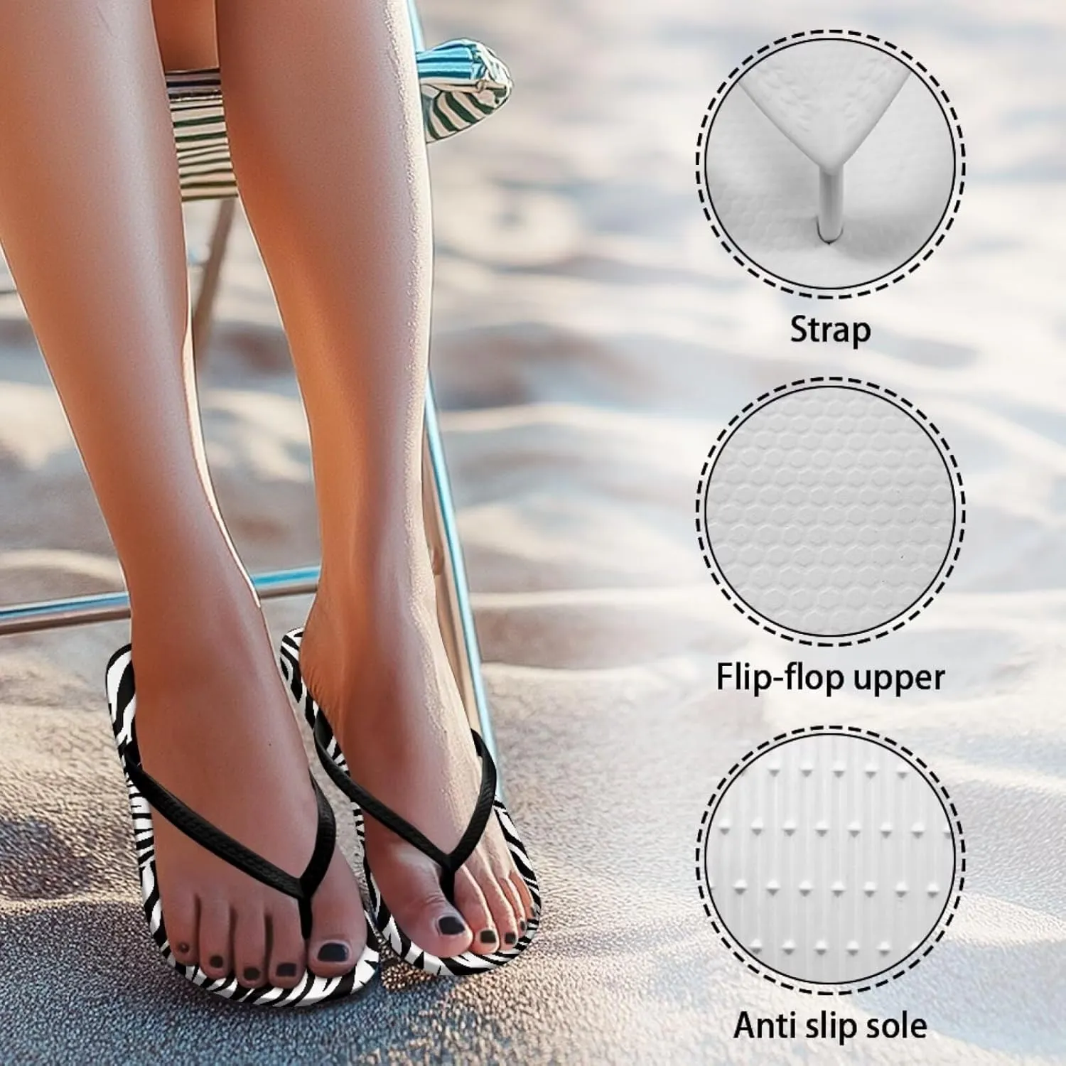 Jeiento Beach Flip Flops for Women Summer Dressy Sandals Ladies Slip On Leopard Flip Flops Fashion Thong Sandals
