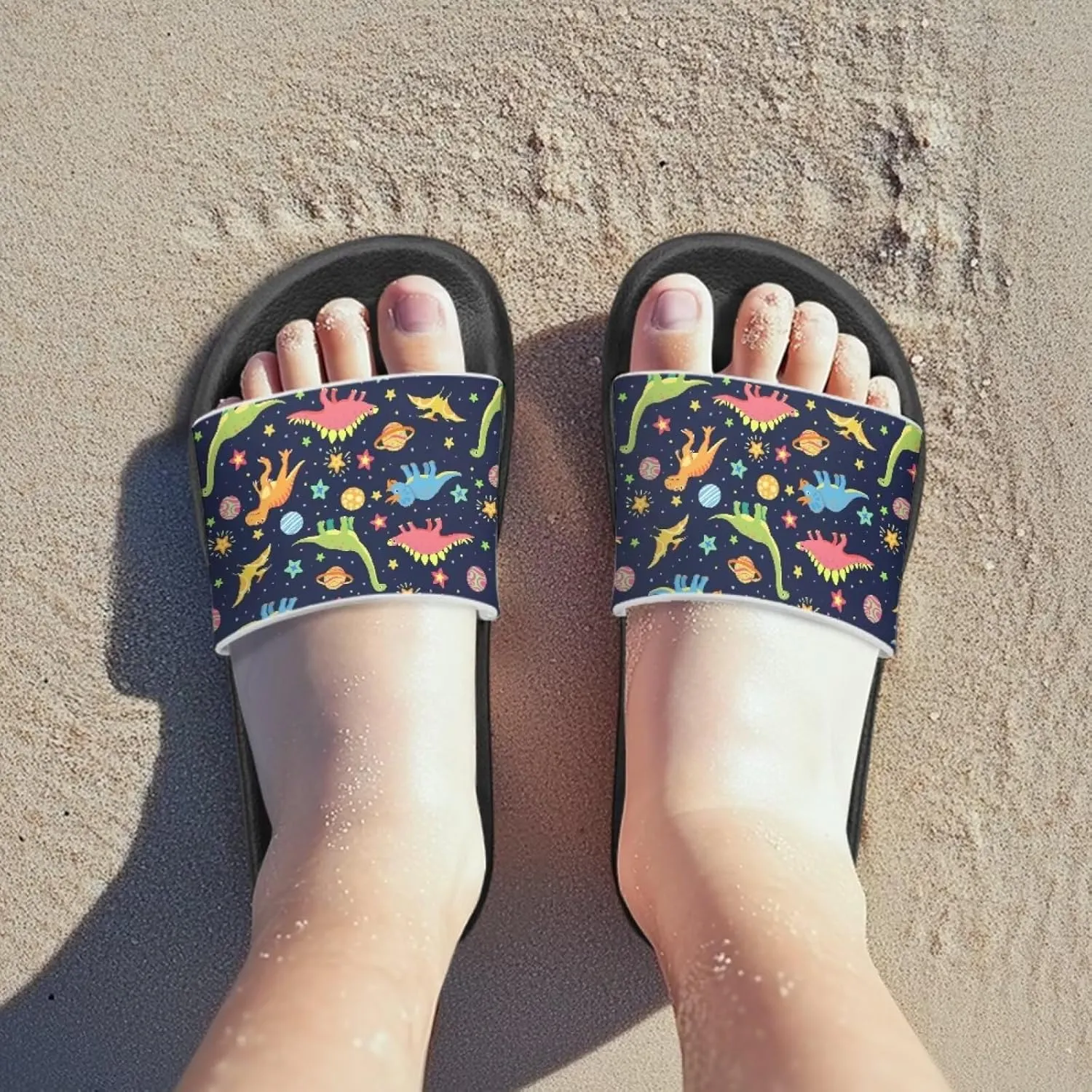 Jeiento Kids Slides for Boy Girl Soft Comfort Children Home Shoes Non-Slip Novelty Open Toe Sandal Youth Shower Shoes