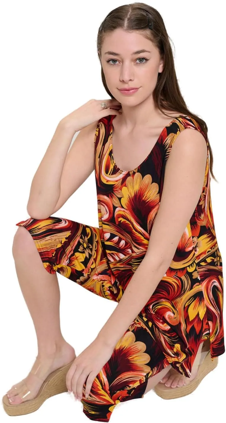 Jostar Stretchy Tank Capri Pant Set Print-9002BN-TRP1-W435