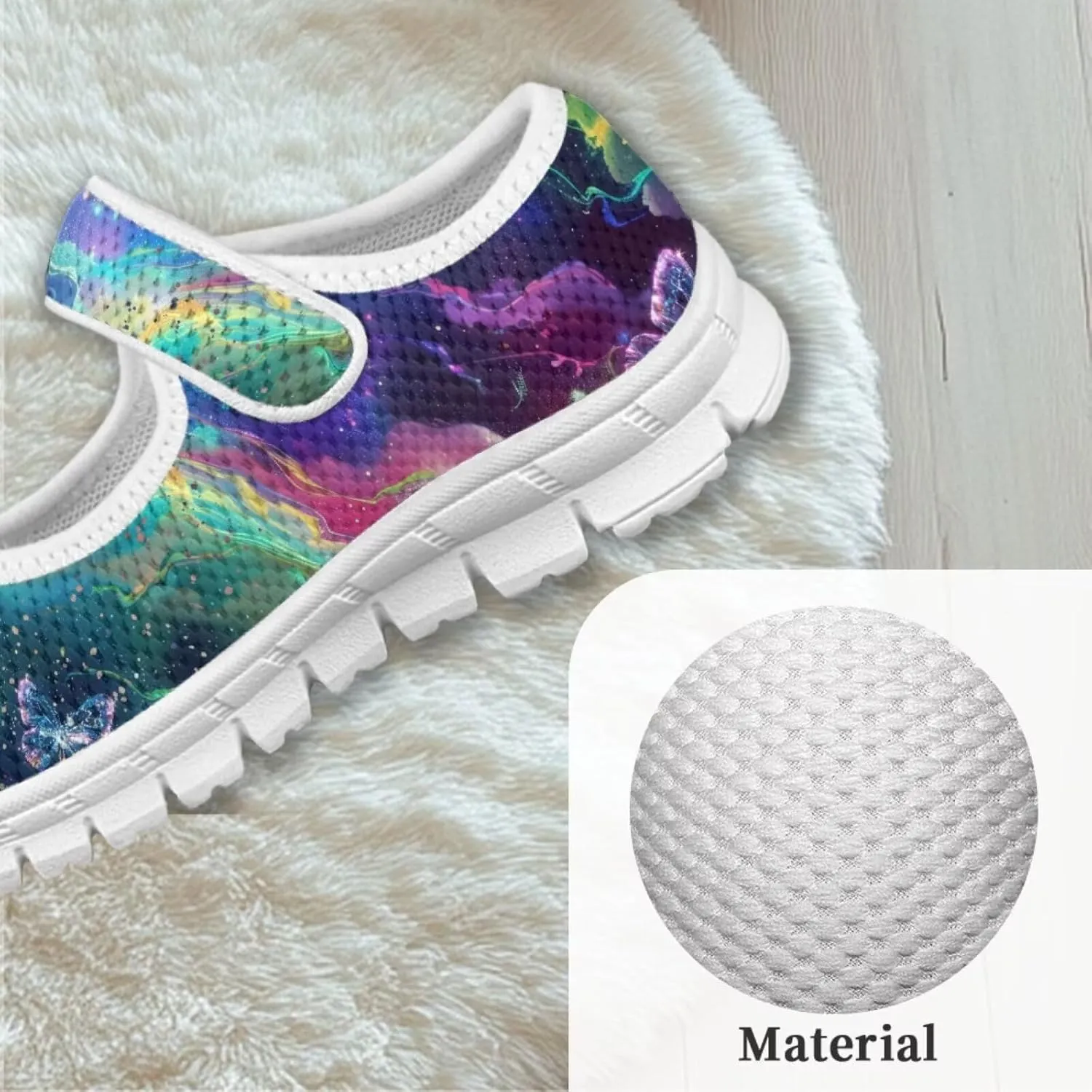 JoyLamoria Colorful Tie Dye Print Toddler Girls Dress Shoes Slip on Mary Jane Shoes for Girls Fashion Ballet Shoes Soft Flats Sneakers