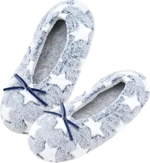 Keyela Women's Ballerina House Slippers with Soft Tie Bow and Suede Sole, Non-Slip Bedroom Slippers Socks