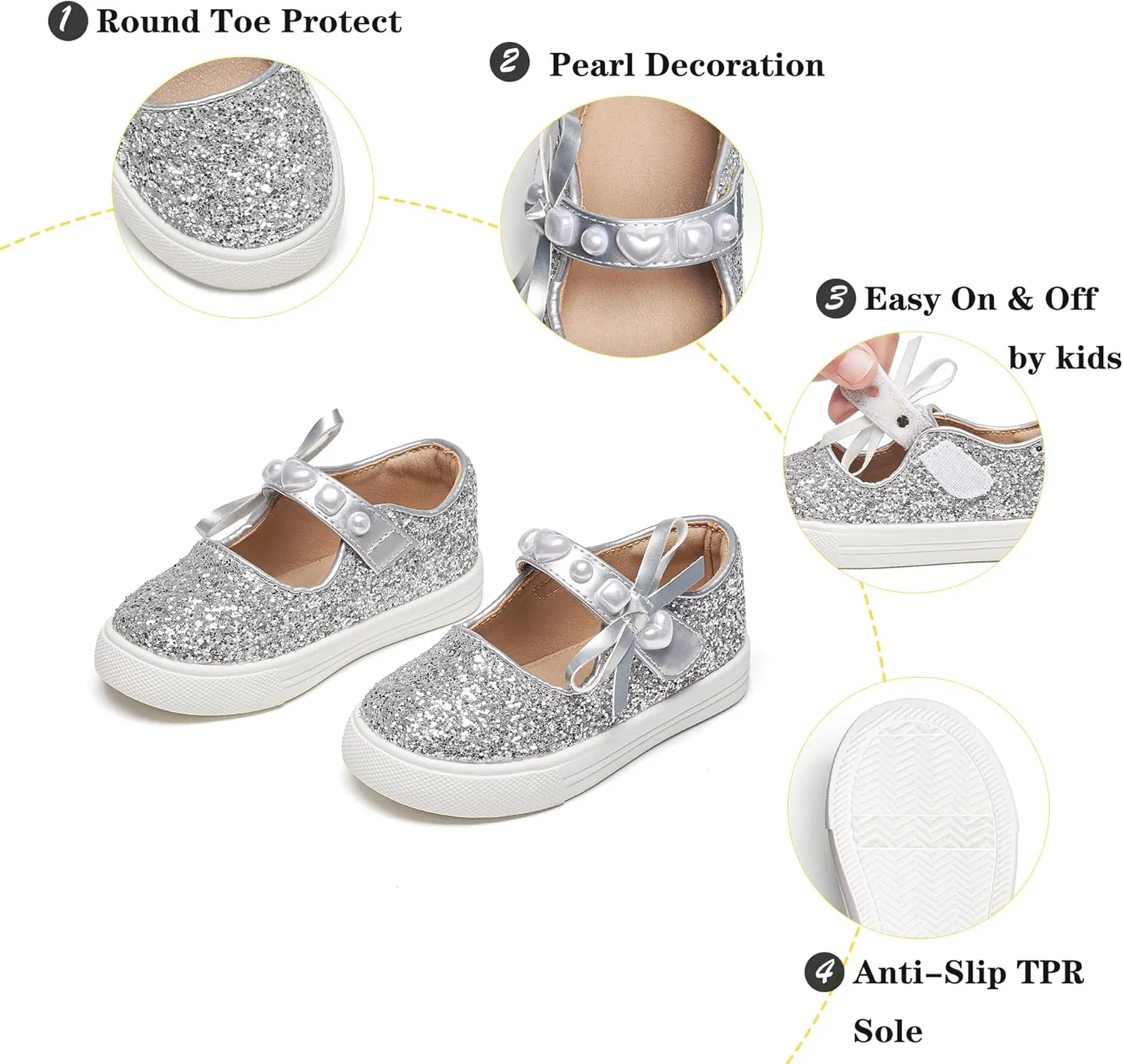 Kiderence Toddler Girls Sneakers Little Girls Running Sports Shoes(Toddler/Little Kids)
