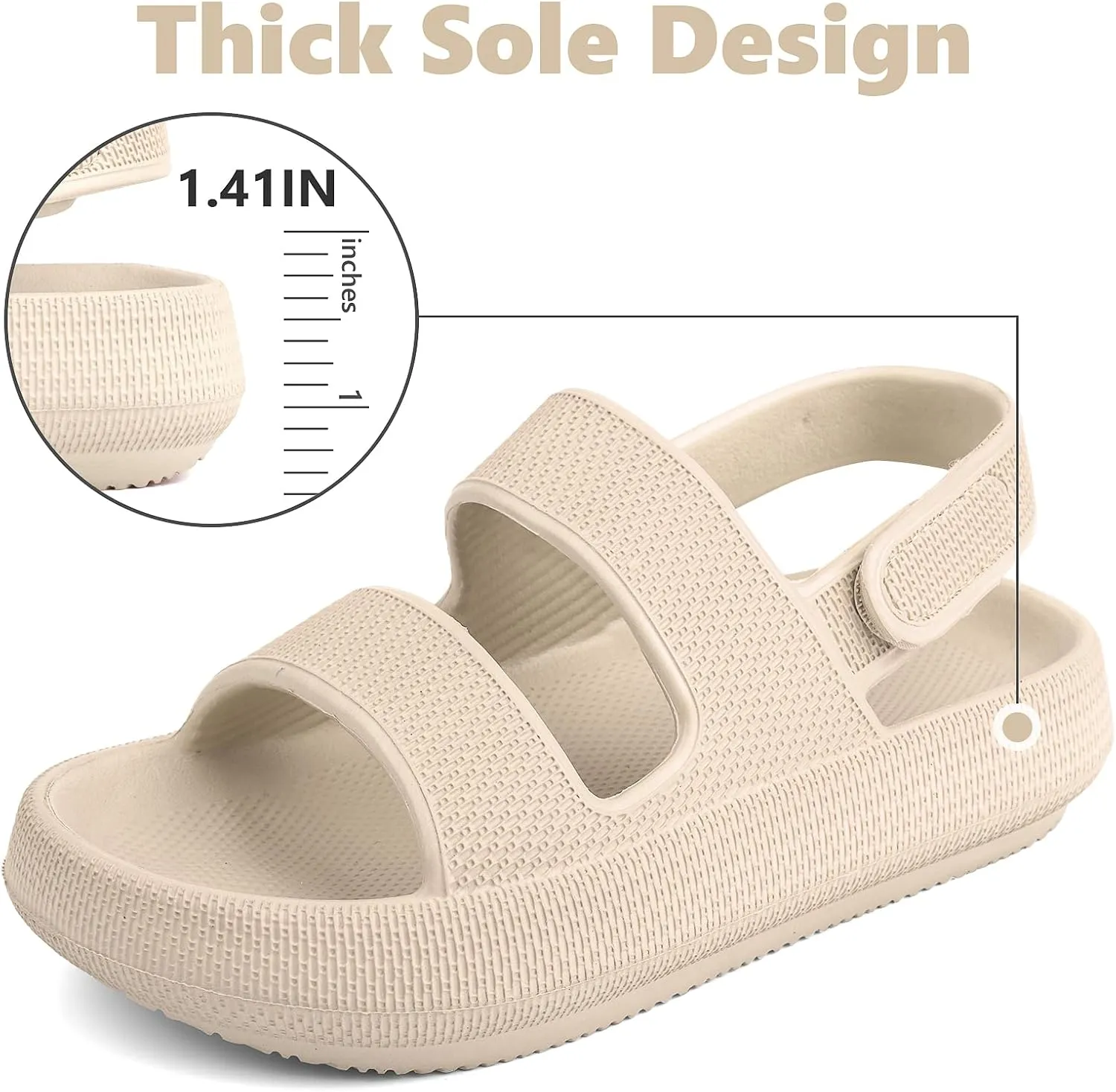 Kids Cloud Sandals丨Boys Girls Slide Sandals丨Unisex-Child EVA Thick Sole Water Sandals with Adjustable Backstrap丨Double Strap Summer Shoes